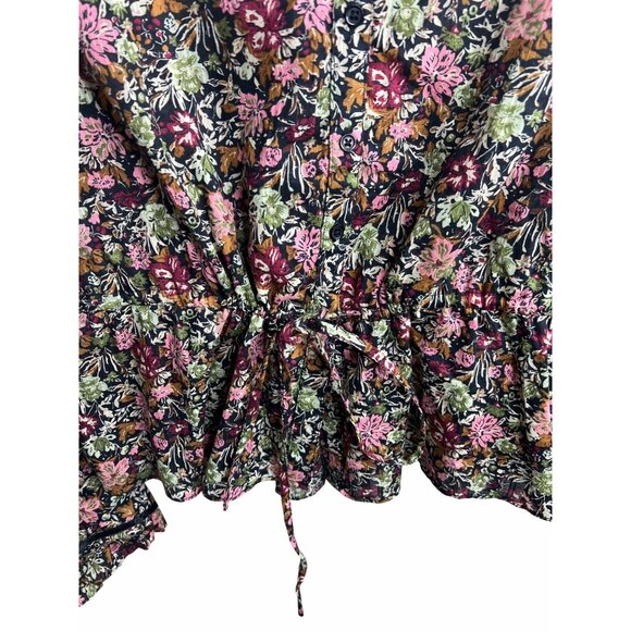 Free People Daybreak Floral Print Long Sleeve Shirt With Ruffle Details Large - Picture 7 of 15